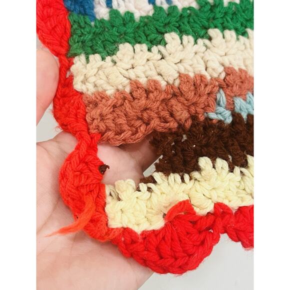 Vtg Rainbow Afghan Crochet Blanket Handmade Cottagecore Scalloped Edge Boho Prid - Picture 7 of 11